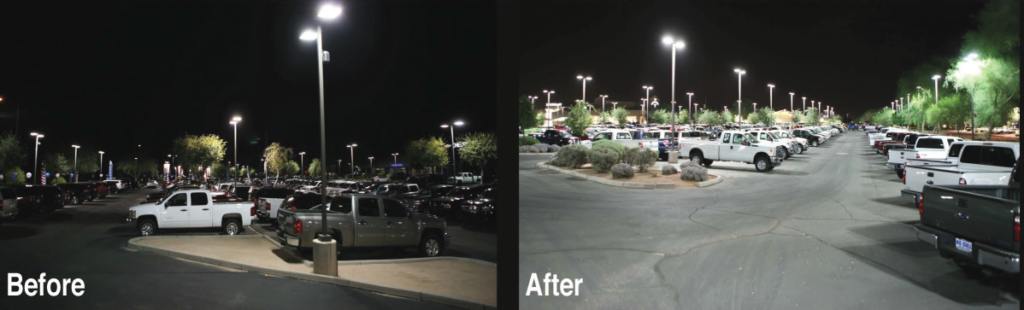 LED Car Dealership before and after